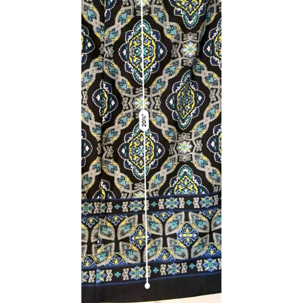 Women's Talbots Petite Black Blue Patterned Skirt 8P - Picture 5 of 9